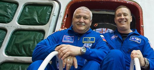 Greek-russian cosmonaut on a six-hour space walk outside ISS
